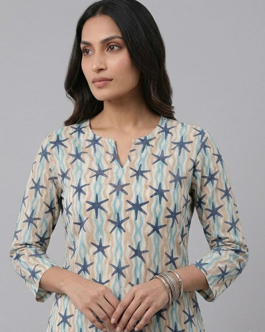 Kuraj Tunic Pant Co-ords Set - Geometric Print