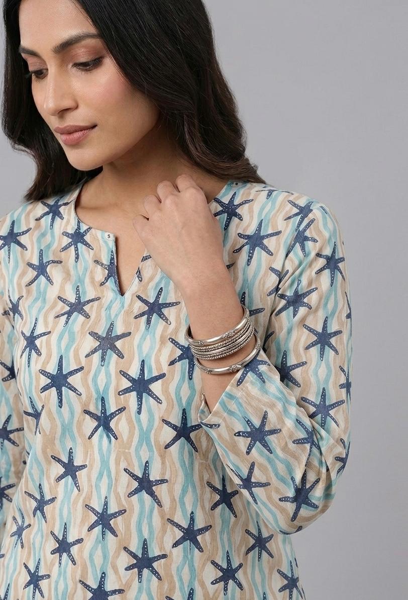 Kuraj Tunic Pant Co-ords Set - Geometric Print