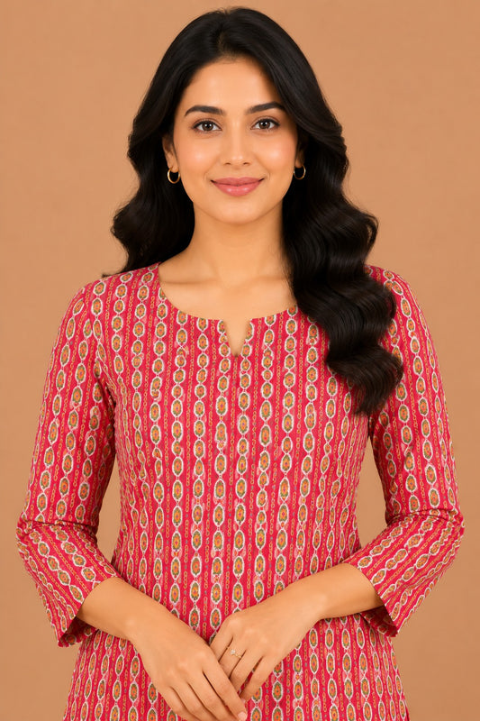Kuraj Tunic Palazzos Co-ords Set - Vertical Ethnic Print