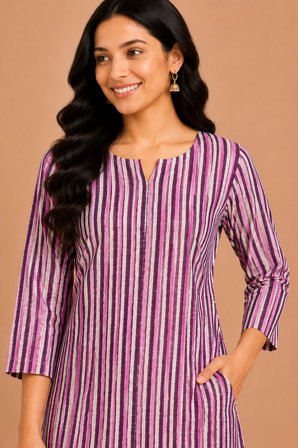 Kuraj Tunic Pant Co-ords Set - Stripe Print