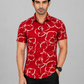 KURAJ Men's Red Floral Printed Slim Fit Casual Shirt | Half Sleeve Cotton Blend Shirt