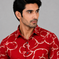 KURAJ Men's Red Floral Printed Slim Fit Casual Shirt | Half Sleeve Cotton Blend Shirt