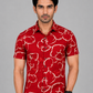 KURAJ Men's Red Floral Printed Slim Fit Casual Shirt | Half Sleeve Cotton Blend Shirt