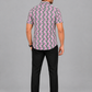 KURAJ Men's White & Pink Geometric Printed Slim Fit Casual Shirt | Half Sleeves | Spread Collar