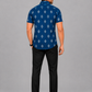 KURAJ Men's Navy Blue Ikat Printed Slim Fit Casual Shirt | Half Sleeves | Spread Collar