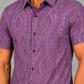 KURAJ Men's Purple Geometric Printed Regular Fit Half Sleeve Cotton Blend Casual Shirt
