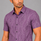 KURAJ Men's Purple Geometric Printed Regular Fit Half Sleeve Cotton Blend Casual Shirt