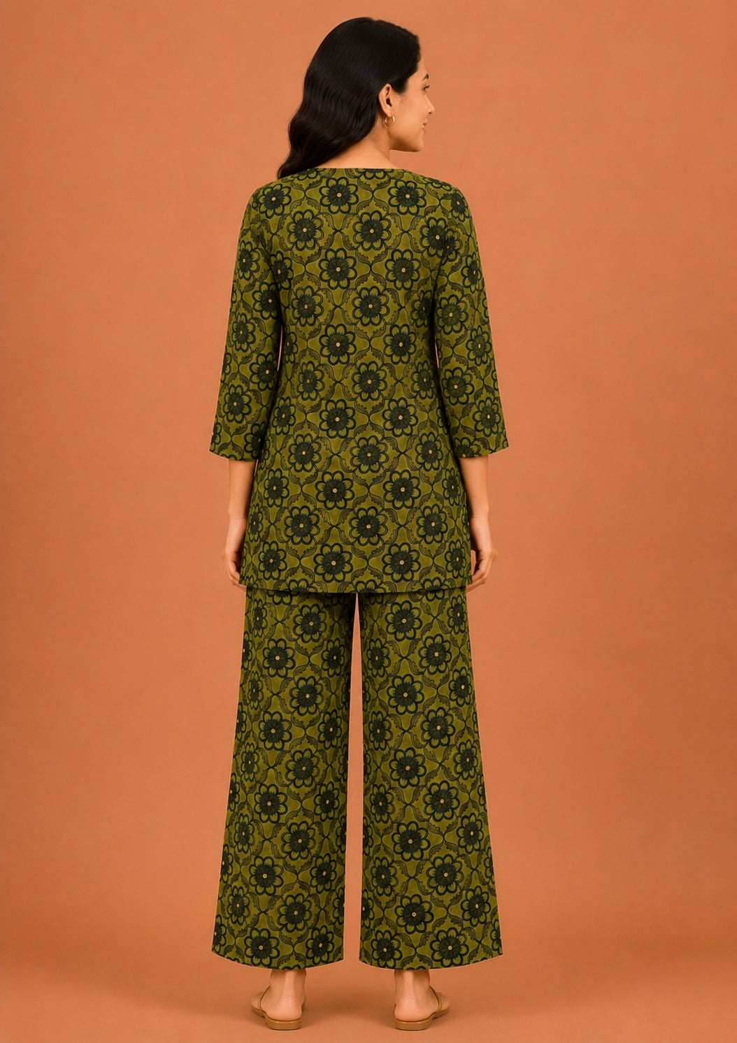 Kuraj Tunic Palazzos Co-ords Set - Elegant Floral Print