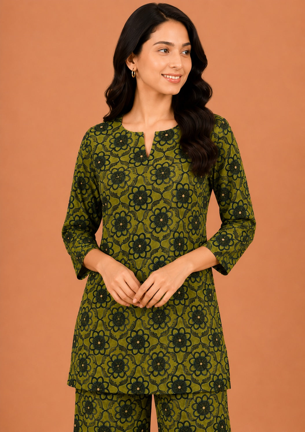 Kuraj Tunic Palazzos Co-ords Set - Elegant Floral Print