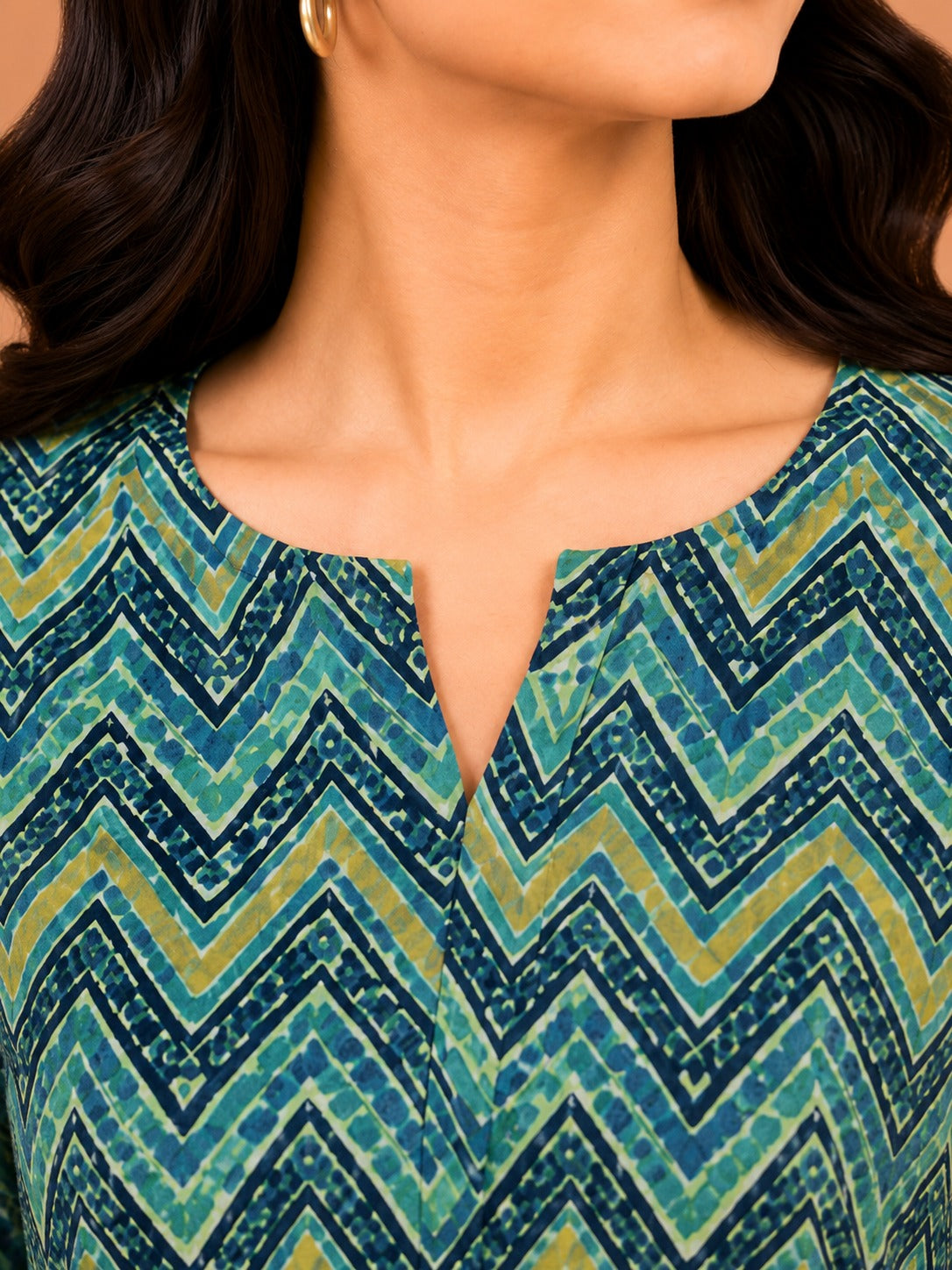 Kuraj Tunic Palazzos Co-ords Set - Vibrant Zigzag Geometric Print