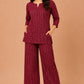 Kuraj Tunic Palazzos Co-ords Set - Herringbone-Inspired Print
