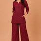 Kuraj Tunic Palazzos Co-ords Set - Herringbone-Inspired Print