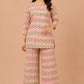 Kuraj Tunic Palazzos Co-ords Set - Zigzag Geometric Print