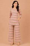Kuraj Tunic Palazzos Co-ords Set - Zigzag Geometric Print