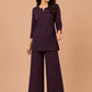 Kuraj Top Palazzos Co-ords Set - Rich Maroon