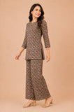 Kuraj Top Palazzos Co-ords Set - Zigzag Geometric Print