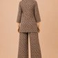 Kuraj Top Palazzos Co-ords Set - Zigzag Geometric Print