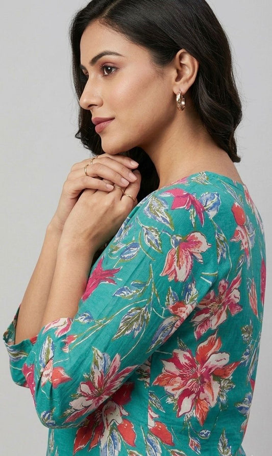 Kuraj Tunic Pant Co-ords Set - Floral Print