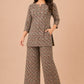 Kuraj Top Palazzos Co-ords Set - Zigzag Geometric Print
