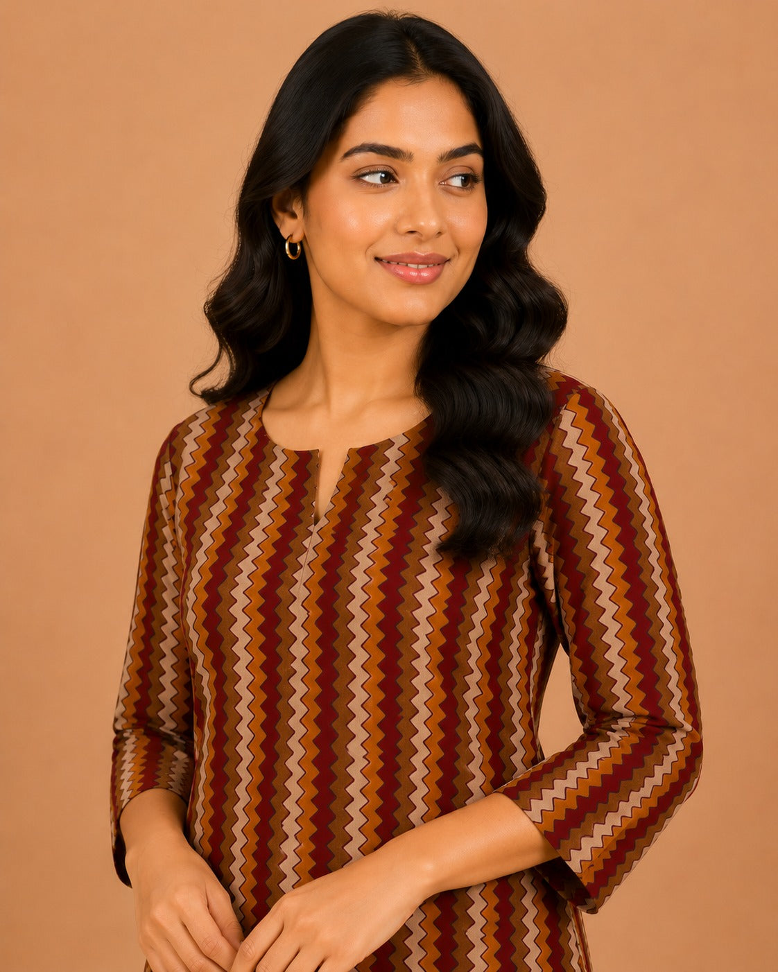 Kuraj Tunic Palazzos Co-ords Set - Vertical Zigzag Print