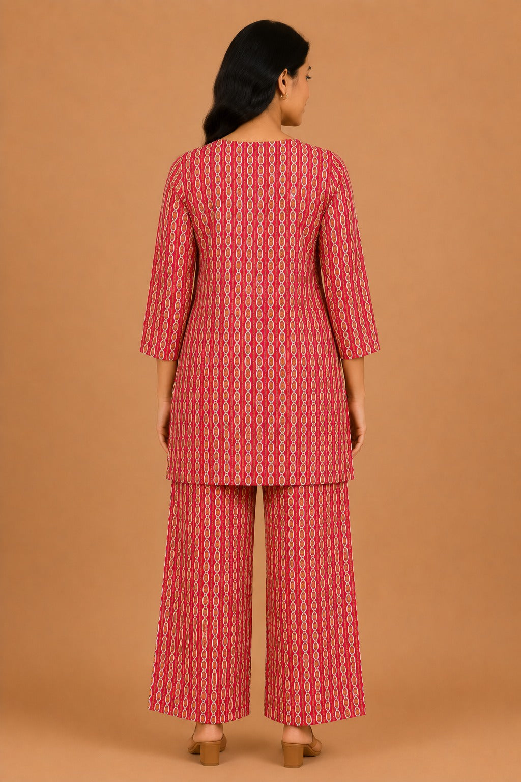 Kuraj Tunic Palazzos Co-ords Set - Vertical Ethnic Print