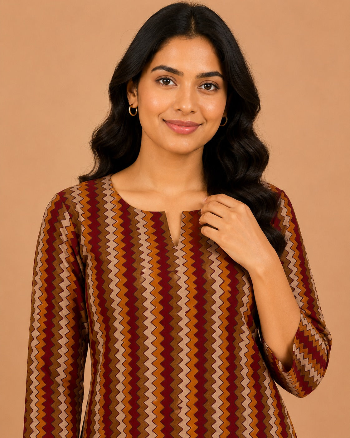 Kuraj Tunic Palazzos Co-ords Set - Vertical Zigzag Print