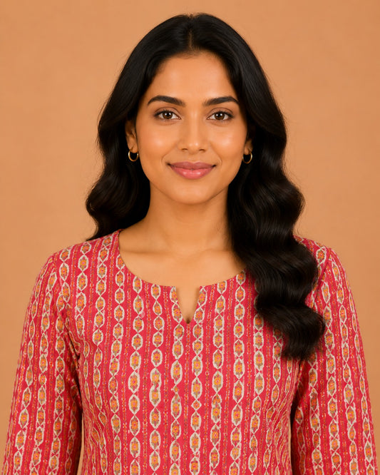 Kuraj Tunic Palazzos Co-ords Set - Vertical Ethnic Print