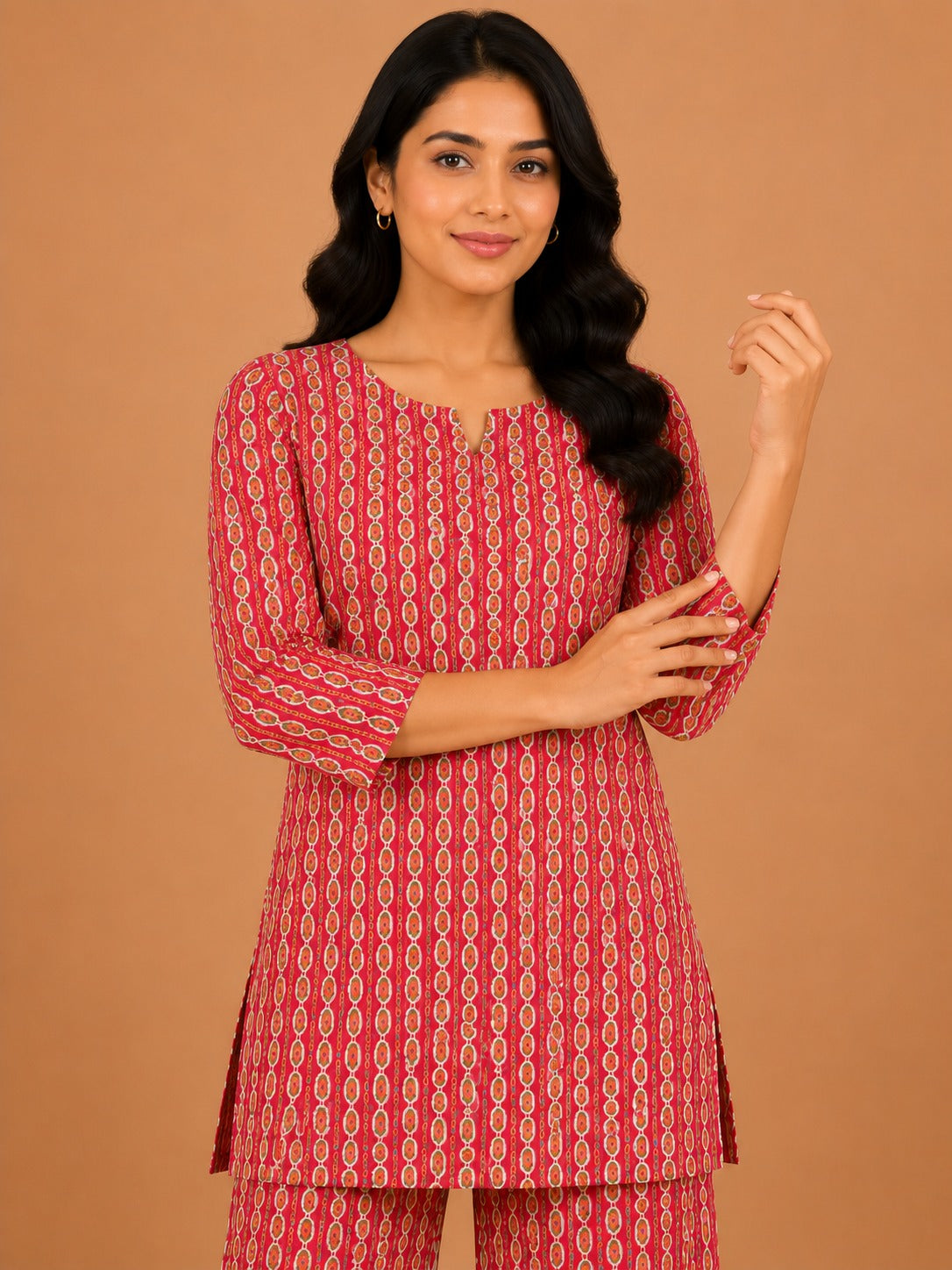 Kuraj Tunic Palazzos Co-ords Set - Vertical Ethnic Print