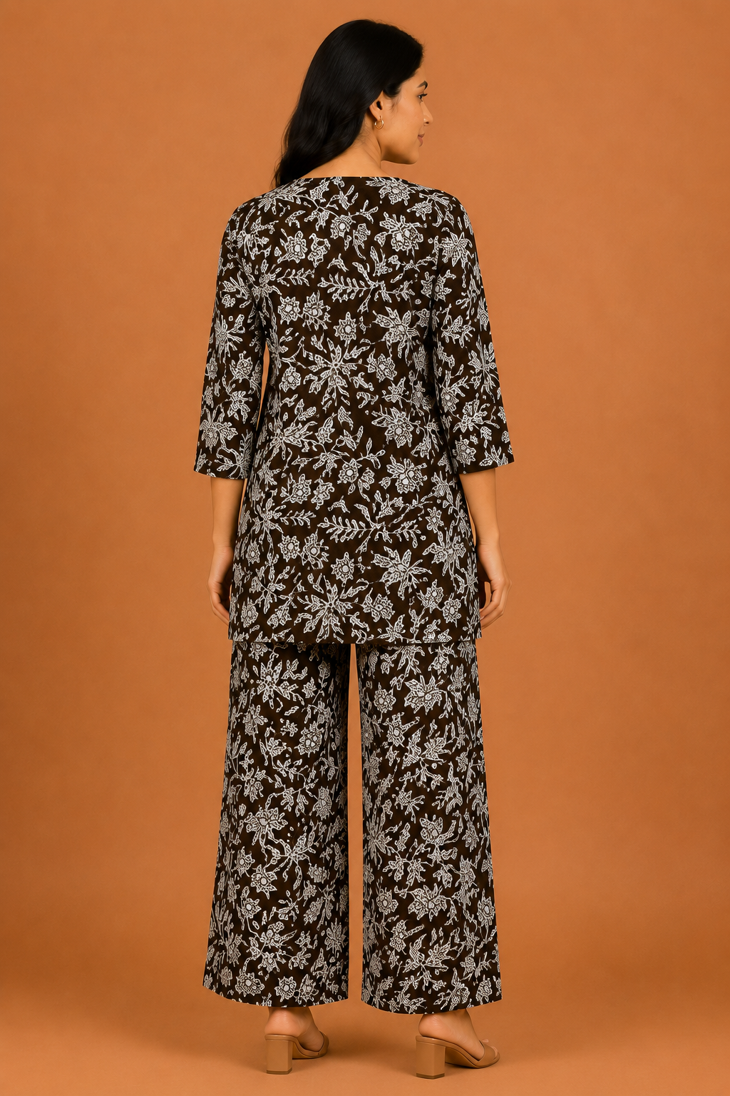 Kuraj Tunic Palazzos Co-ords Set - Botanical Floral Print