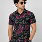 KURAJ Men's Black Floral Print Half Sleeve Cotton Casual Shirt