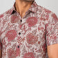 Men's Beige & Dusty Rose Floral Printed Premium Cotton Half Sleeve Casual Shirt