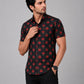Men's Black & Red Floral Printed Premium Cotton Half Sleeve Casual Shirt