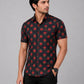 Men's Black & Red Floral Printed Premium Cotton Half Sleeve Casual Shirt