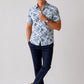 Men's White & Blue Floral Printed Premium Cotton Half Sleeve Casual Shirt