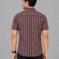 KURAJ Men's Maroon Vertical Striped Slim Fit Half Sleeve Casual Shirt