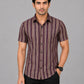 KURAJ Men's Maroon Vertical Striped Slim Fit Half Sleeve Casual Shirt