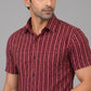 KURAJ Men's Maroon Geometric Striped Regular Fit Half Sleeve Casual Shirt
