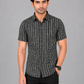 KURAJ Men's Black Abstract Striped Printed Regular Fit Half Sleeve Casual Shirt