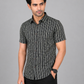 KURAJ Men's Black Abstract Striped Printed Regular Fit Half Sleeve Casual Shirt