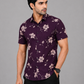 KURAJ Men's Wine Floral Printed Regular Fit Half Sleeve Casual Shirt