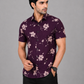 KURAJ Men's Wine Floral Printed Regular Fit Half Sleeve Casual Shirt