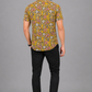 KURAJ Men's Mustard Yellow Floral Printed Regular Fit Half Sleeve Casual Shirt