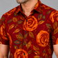 KURAJ Men's Maroon Rose Floral Printed Regular Fit Half Sleeve Casual Shirt