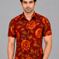 KURAJ Men's Maroon Rose Floral Printed Regular Fit Half Sleeve Casual Shirt