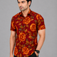 KURAJ Men's Maroon Rose Floral Printed Regular Fit Half Sleeve Casual Shirt