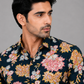 KURAJ Men's Navy Blue Floral Printed Regular Fit Half Sleeve Casual Shirt