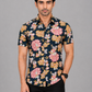 KURAJ Men's Navy Blue Floral Printed Regular Fit Half Sleeve Casual Shirt