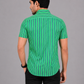 KURAJ Men's Green Vertical Striped Regular Fit Half Sleeve Casual Shirt