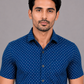 KURAJ Men's Navy Blue Micro Dot Printed Regular Fit Half Sleeve Casual Shirt