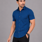 KURAJ Men's Navy Blue Micro Dot Printed Regular Fit Half Sleeve Casual Shirt